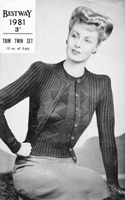 vintage ladies twin set knitting pattern from 1940s