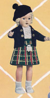 Great vintage Highland doll knitting pattern. Lovely doll outfit, kilt, jacket, beret, vest and pants, socks