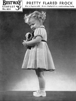 vintage girls dress knitting pattern to fit 3 year old from 1930s