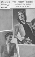 vintage ladies weldon 446 bolero knitting pattern 1940s