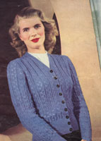 vintage ladies knitting pattern for jumper from 1940s