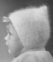 angora baby pixie hood 1950s knitting patterns