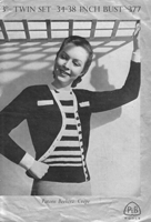 vintage ladies twinset knitting pattern 1940s