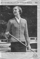 vintage ladies cardigan knitting pattern 1940s