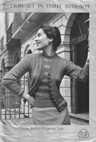 vintage ladies twinset knitting pattern 1940s