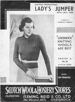 vintage ladies jumper knitting pattern 1930s