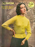 Vintage ladies knitting pattern for classic cardigan with deep welt
