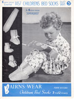 vintage knitting pattern for children's bed socks 1930s