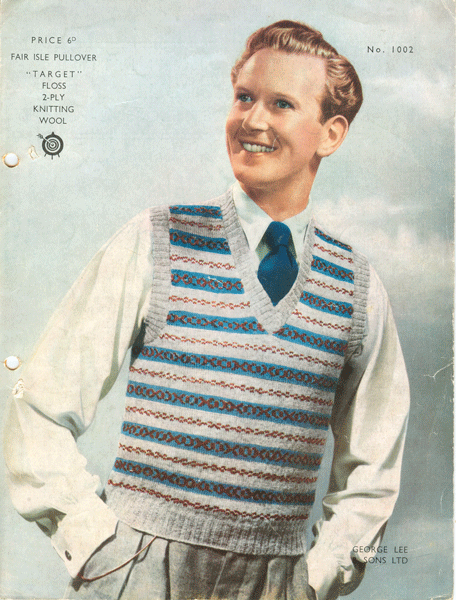 Vintage Mens Fair Isle knitting patterns available from Fab40s.co.uk