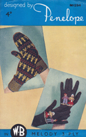 vintage ladies gloves with dolls in fair isle 1940s