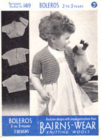 vintage girls bolero knitting pattern from 1940s