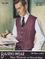 Fabulous cable vintage knitting pattern mens waistcoat