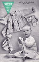 vintage baby knitting pattern for baby matinee set with bonnet 1940s
