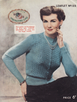 vintage ladies cardigan with lacy front knitting pattern 1950s