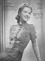 vintage ladies jumper cardigan knitting pattern 1930s