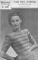 vintage knitting pattern ladies fair isle jumper 1940