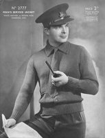 vintage army jacke knitting pattern 1940s