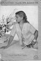 vintage bed jacket knitting pattern in angora 1950s