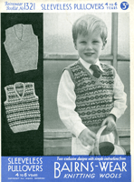 vintage boys tanktop slip over fair isle knitting pattern 1940s