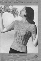 vintage ladies jumper knitting pattern 1940s