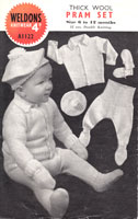 vintage baby pram set knitting pattern from 1940s