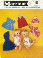 Great vintage dolls knitting pattern. Instructions for a 16 inch doll's wardrobe