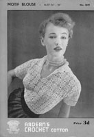 vintage ladies crochet blouse 1950s