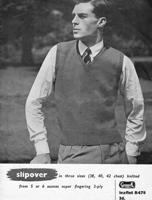 vintage mans kinitting pattern for slip over or tank top 1940s
