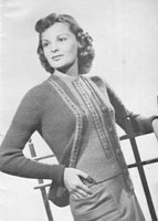 vintaga ladies twin set knitting pattern from 1949