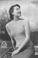 vintage ladies cable jumper knitting pattern from 1940s