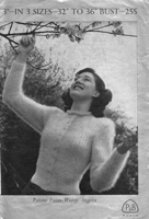 vintage ladies angora cardigan knitting pattern from 1940s