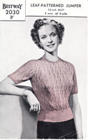 vintage ladies jumper knitting pattern from 1940s