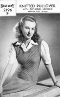 vintage ladies slip over knitting pattern from 1940s