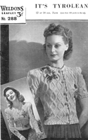 1940s Tyrolean jacket knitting pattern for ladies