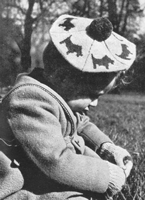 1940s beret with scottie dogs for child