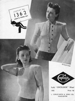 vintage ladies twin set knitting pattern form 1930s 