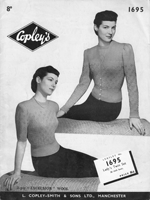 vintage ladies twinset knitting pattern from 1950s