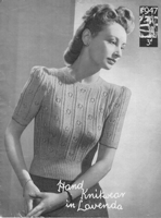 vintage ladies jumper knitting pattern from 1940s