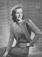 vinage patons ladies twin set knitting pattern 1940s