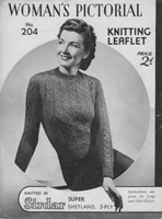 vintage ladies jumper kntting pattern from 1930s