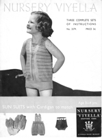 vintage little girls swimsuit knitting pattern from 1930s