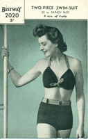 vintage knitting pattern 1940's ladies swim suit